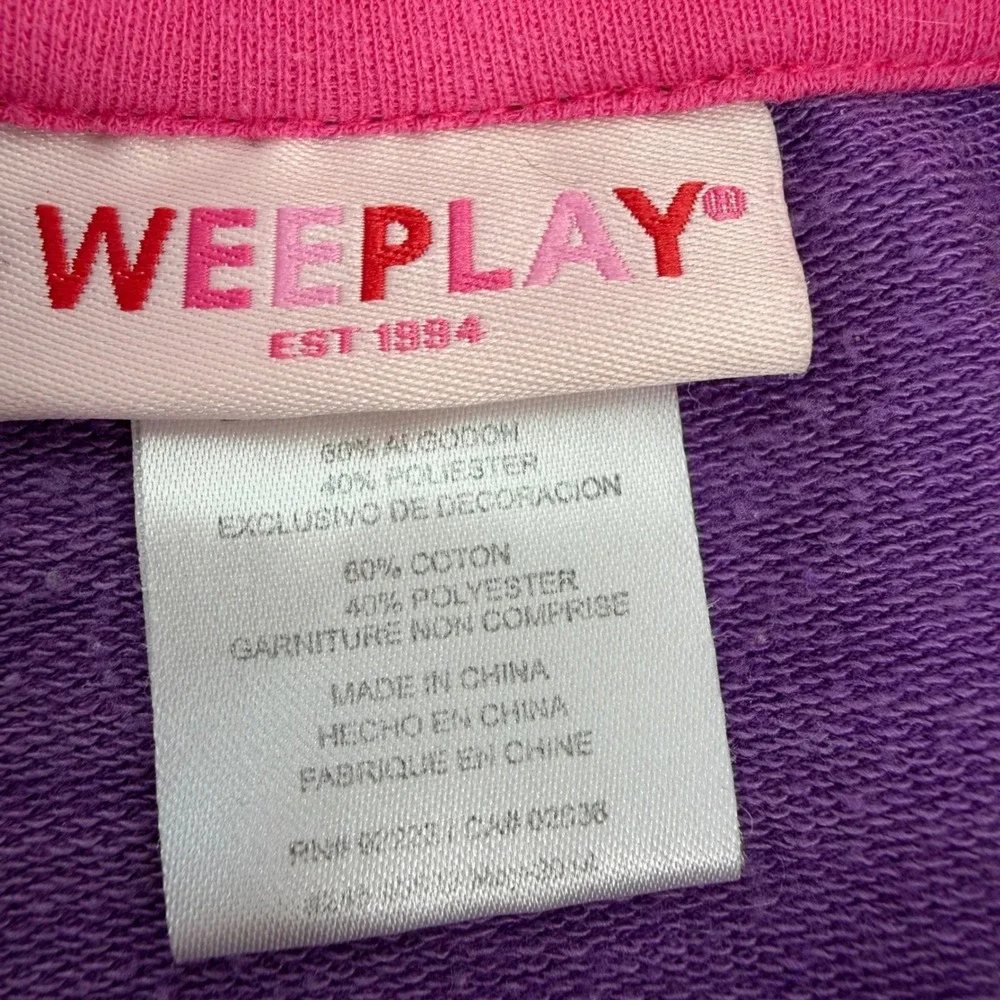 Y2K WeePlay 12 Months Purple‎ Full Zip Hoodie Monkey Flowers Pink 